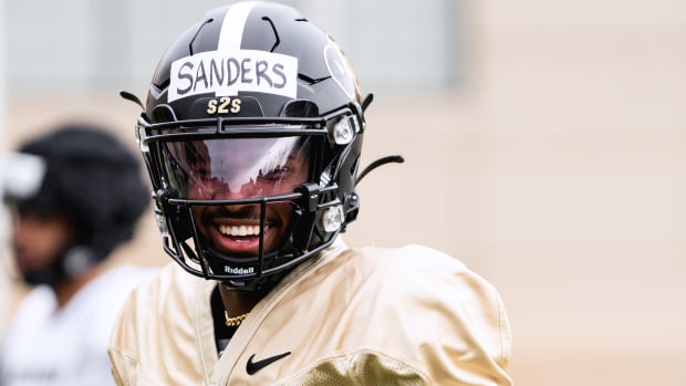 Shedeur Sanders in practice on campus